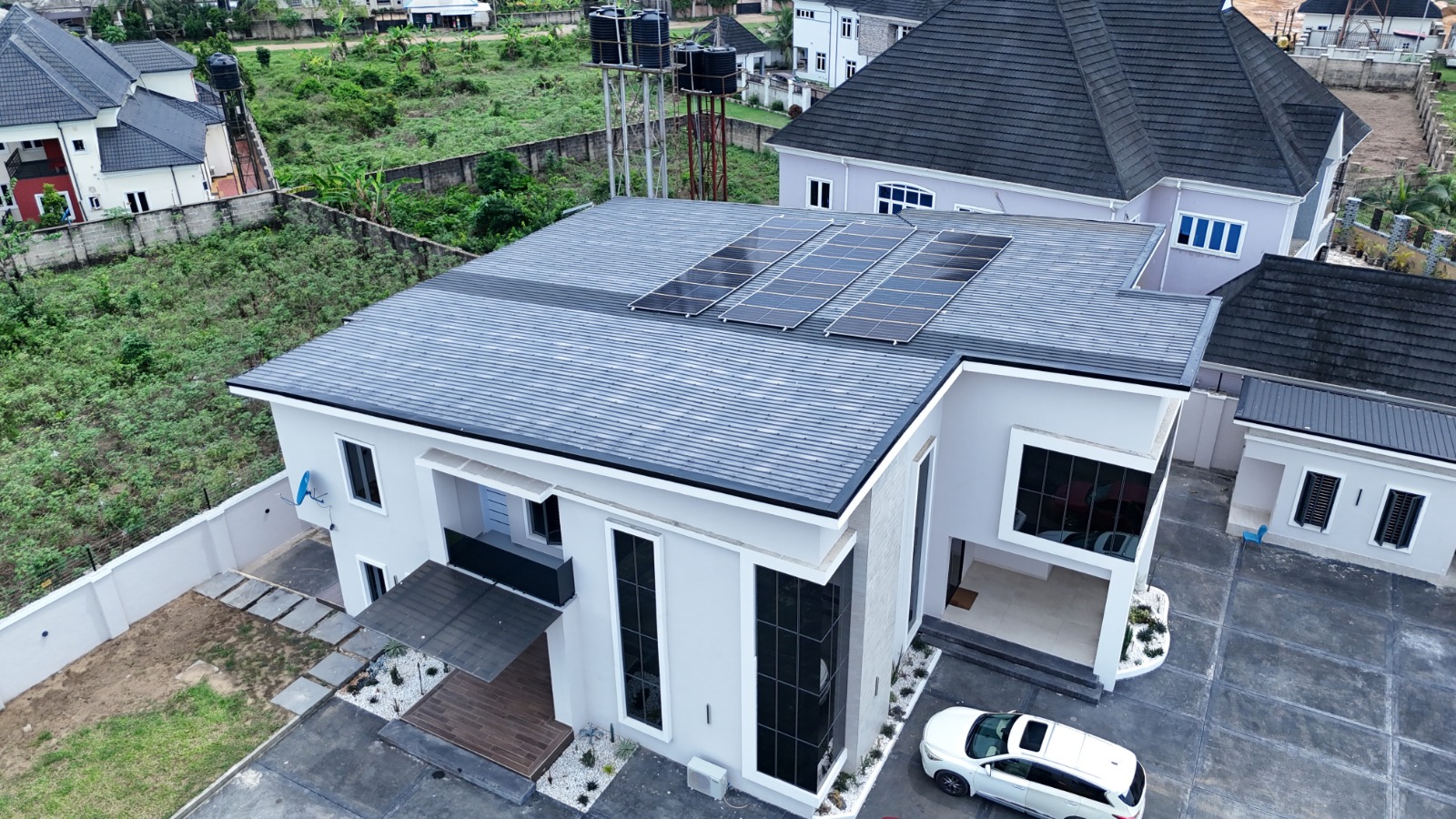 Solar street lighting installation across residential estate — view 2